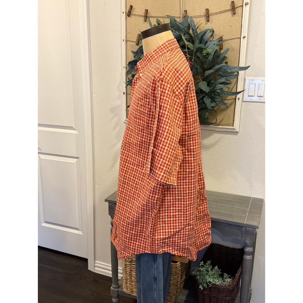 AUSTIN REED London Orange Check Linen/Cotton Shirt Top XXL 2XL - Picture 4 of 9